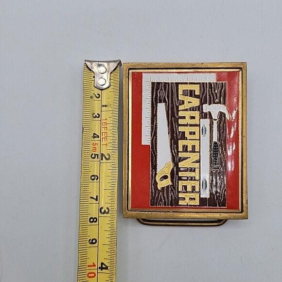 Vintage Carpenter Belt Buckle Solid Brass by Nap Inc. 1983 Tradesman/Builder - Picture 7 of 7